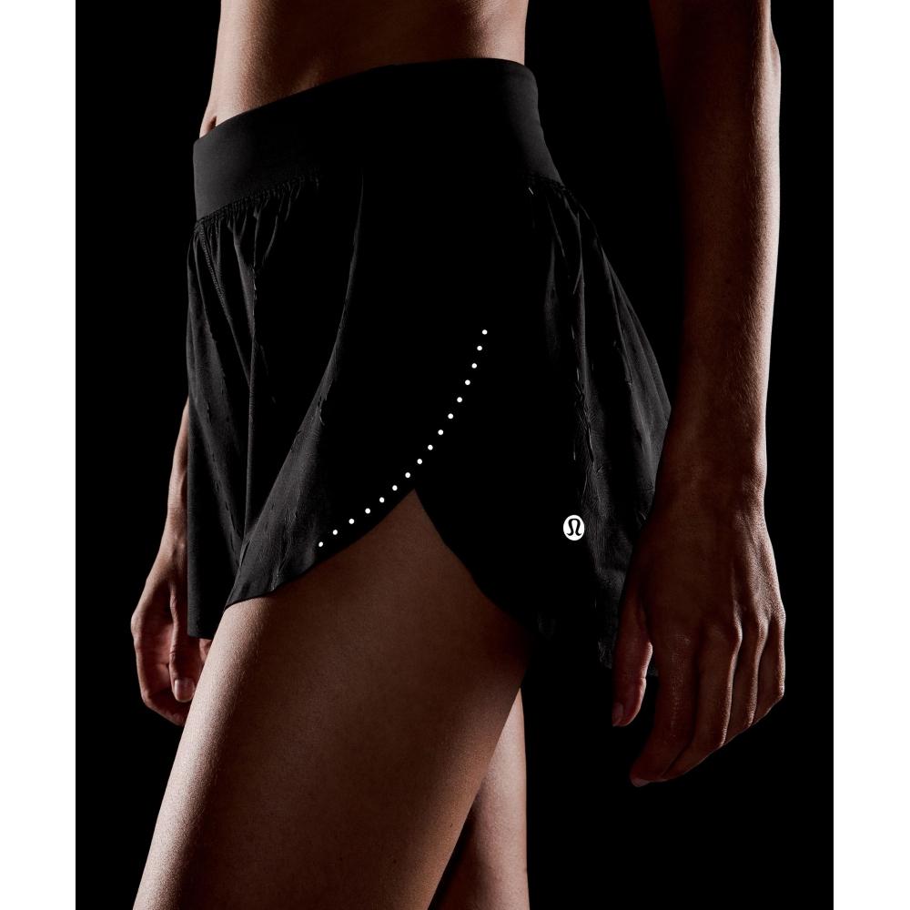 Lululemon Fast And Free High Rise Split Short 3   Crinkle Black