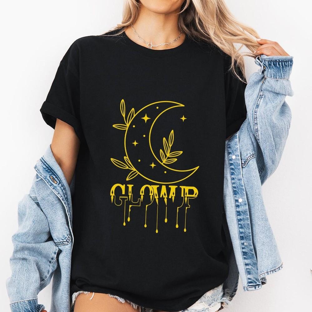 Celestial Moon T-shirt,Glowup Unisex Tee,Crescent Moon Shirt,Gold Moon Graphi #2 Unisex T-Shirt S
