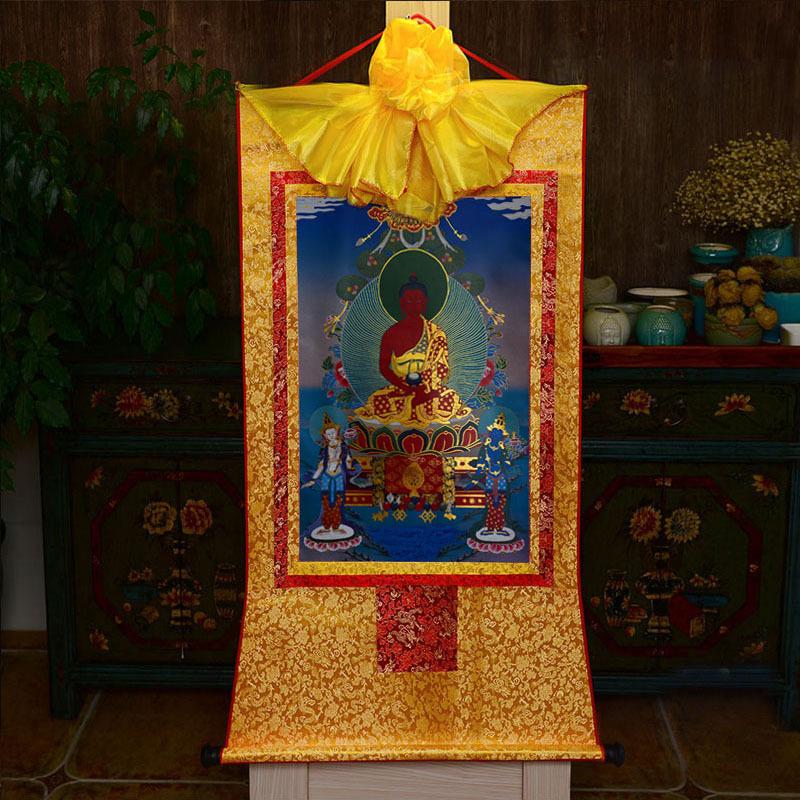 

61*37cm Tibetan Style Buddha Statue Hanging Painting Livingroom Study Diningroom Entrance Hall Decorative Buddhist Decoration