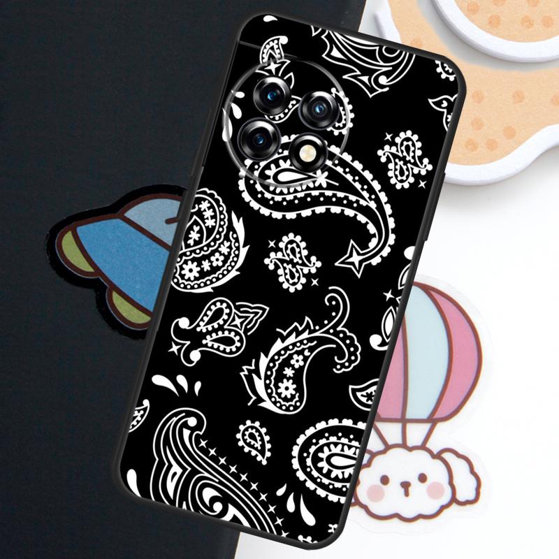 Black Bandana Paisley Case For OnePlus Nord CE 5 3 4 Lite N20 N30 OnePlus 15R 10T 12R 13R 15 13 12 11 10 Pro Cover