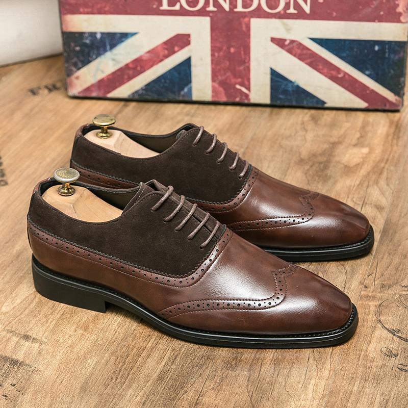 Fashion Retro Men Formal Leather Shoes Lace-up Business Office Fashion Leather Shoes Wedding Banquet Shoes Black Brown 38-46 Men Shoes