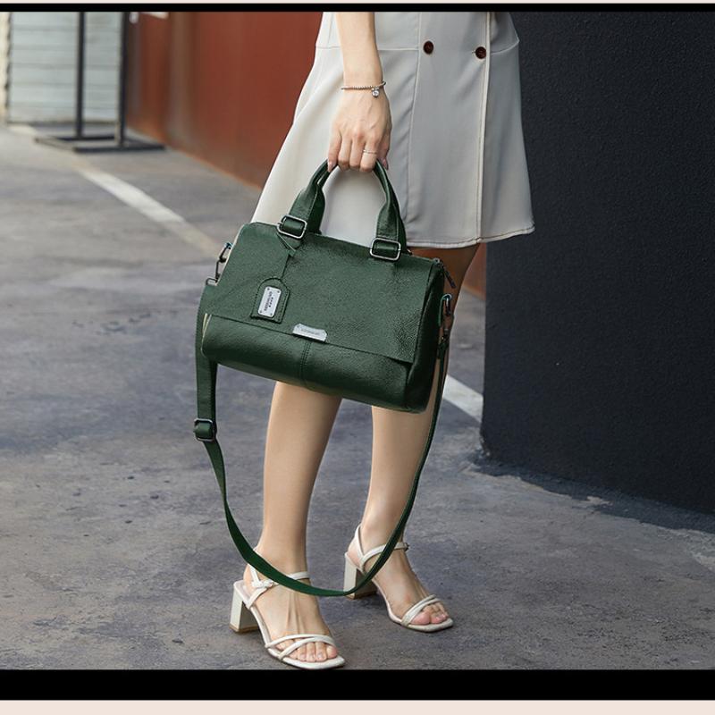 Luksusowa damska skórzana torba na ramię w stylu retro, duża pojemność, damska torba typu crossbody w jednolitym kolorze