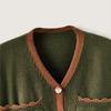 Women's V-Neck Long Sleeve Buttoned Pocket Sweater Top