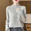 Elegant Advanced Style Seamless Half-High Women's Pullover Sweater In 100% Pure Wool