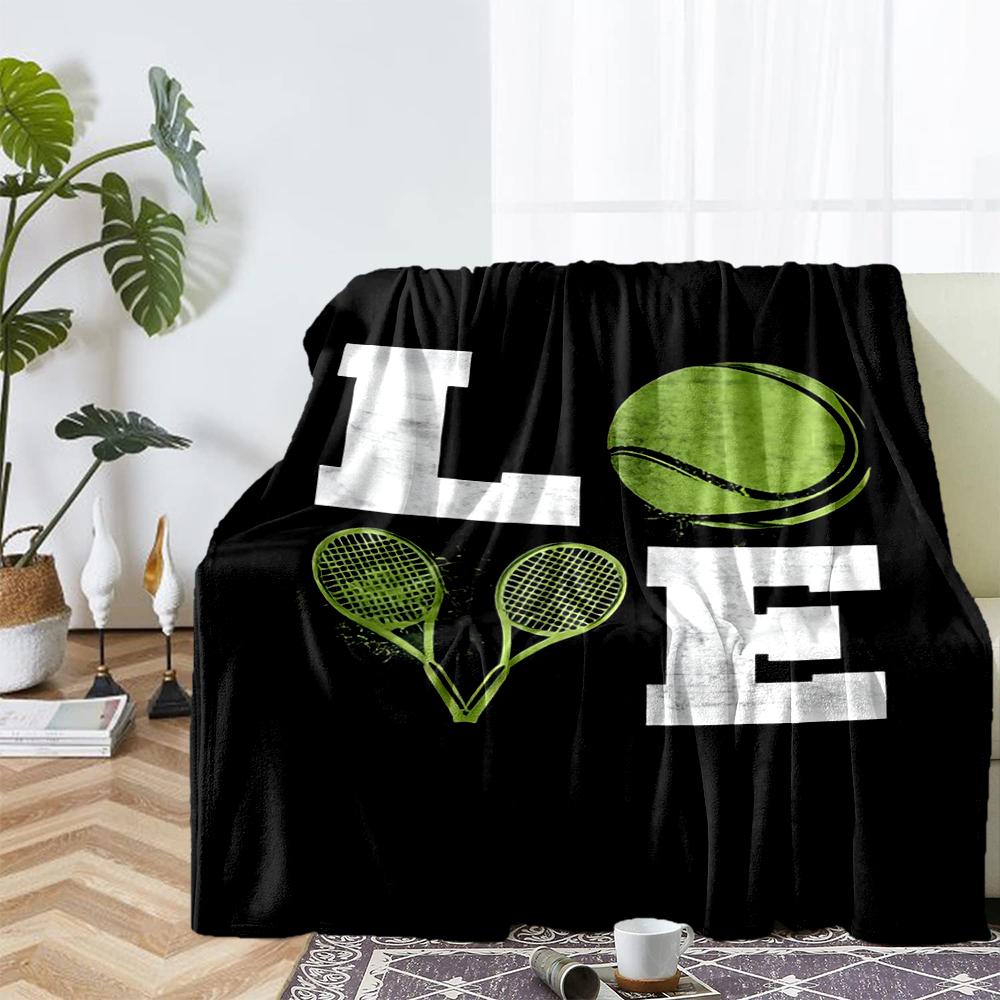 Tennis Theme Printed Blanket - Perfect for Couch, Bed, Travel & Outdoor Use | Machine Washable, Cozy & Durable.
