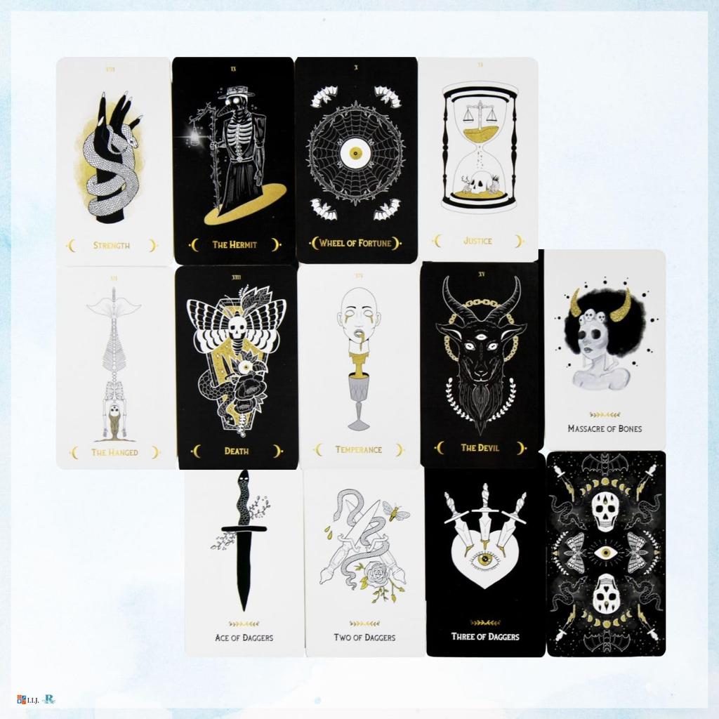 I.I.J Tarot Cards Macabre Tarot Pocket Edition in a Tin Box - Dark Horror Theme, 78 Cards, Tarot Reading Guide Included, Authentic Product