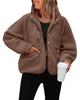 Damen Fleecejacke, Herbst Winter Lässiger Sweatshirt Mantel, Sportliche Lockere Warme Oberbekleidung