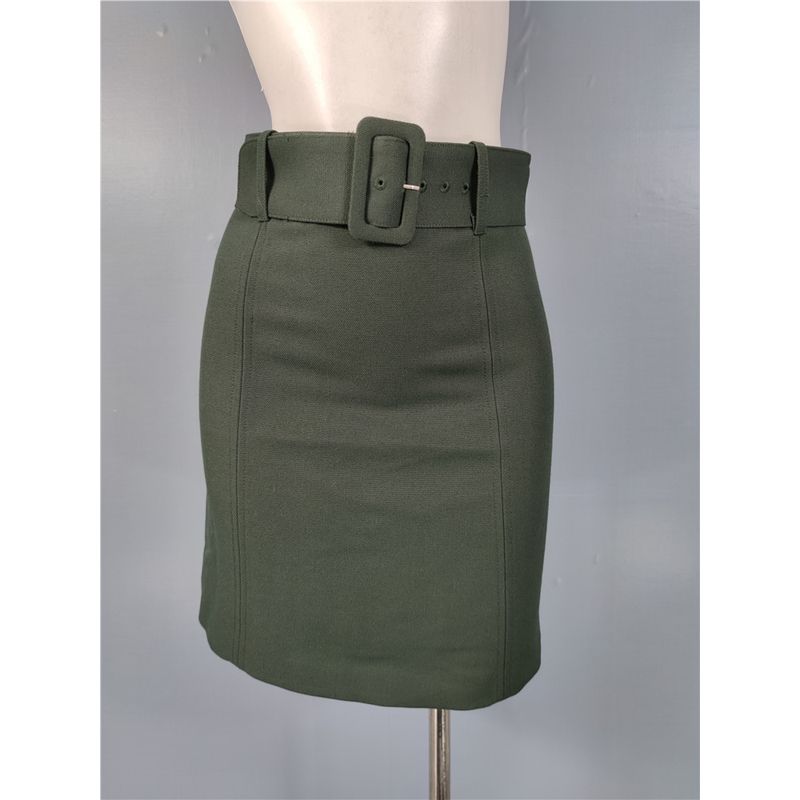 

Export Single H Home Suit Skirt Female High Waist All-Match Commute A- line Sheath Skirt Niche Style Slim Looking Short Skirt with Belt Army Green X L