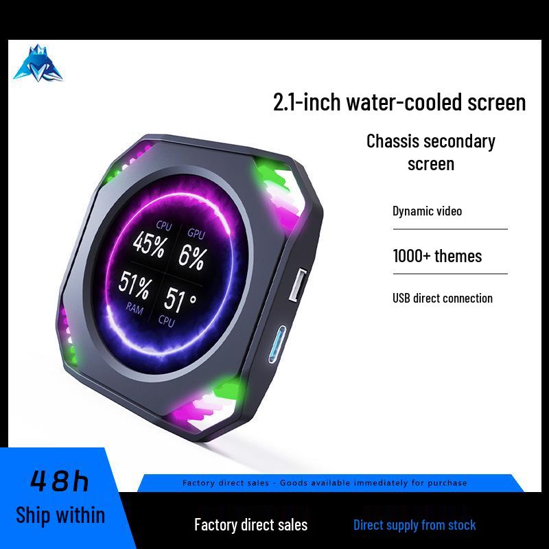 DIY Theme DR21 2.1-Inch Water-Cooled Sub-Screen with USB Direct Monitor Connection