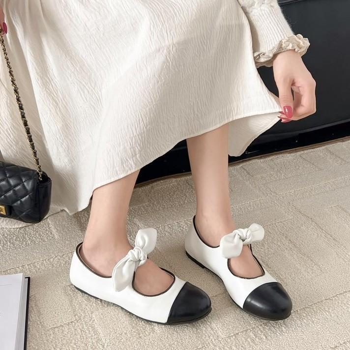 [Ushilai] French Xiaoxiangfeng Bow Mary Jane Shoes Women's 2025 Spring New Sweet Versatile Single Shoes