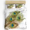 Peacock Bedding Set Comforter Duvet Cover Pillow Shams Peacock Feathers Closeup Simple Picture Mini Bedding Cover Double Bed Set