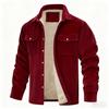 Men's Fleece Solid Corduroy Jacket Casual Loose Thicken Lining Flannel Warm Outwear Autumn Winter Work Coat Men Outerwear