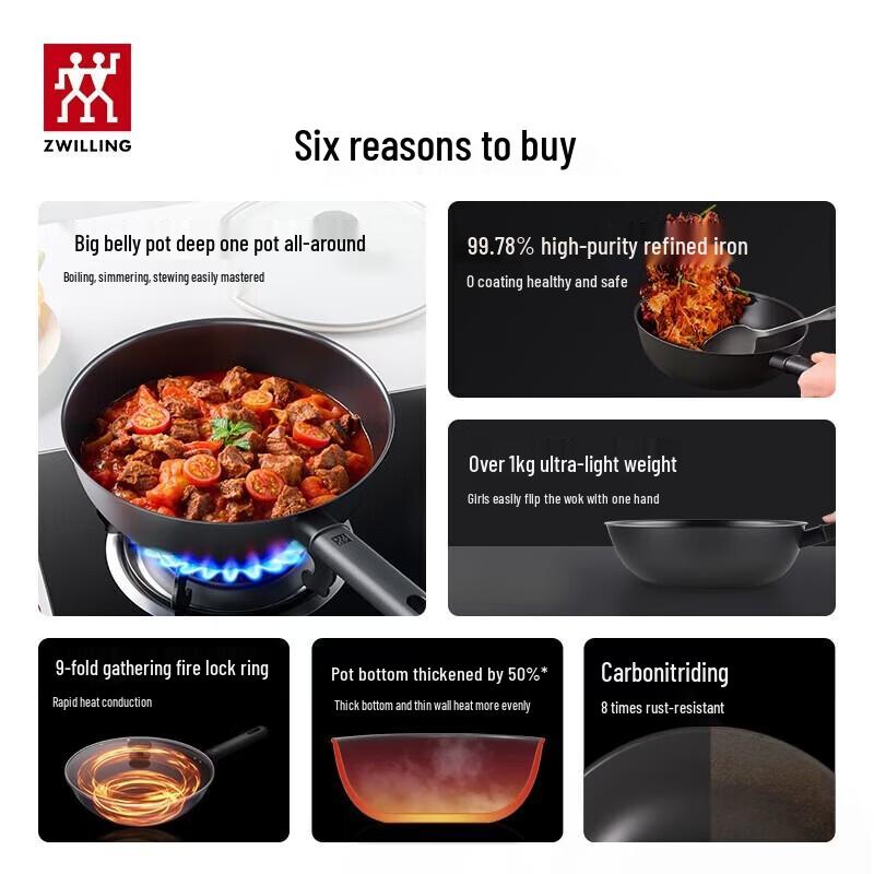 ZWILLING 26cm Silver Iron Wok