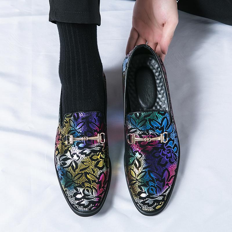 Designer New Men Dress Leather Shoes For Male Luxury British Colours National Pattern Oxfords Gentleman Wedding Prom Footwear