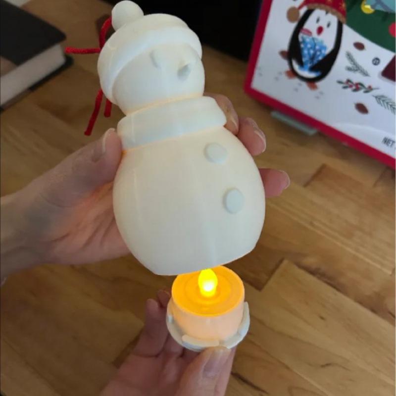 3D Printed Christmas Snowman Night Light Decoration - Festive Gift Ornament