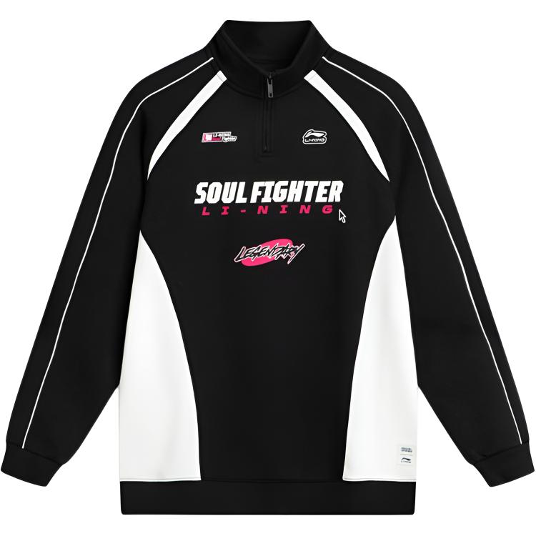 Li-Ning Stand Collar Pullover Letter Print Color Block Comfortable Versatile Long Sleeve Sweatshirt Women Sweatshirt AWDV842-3