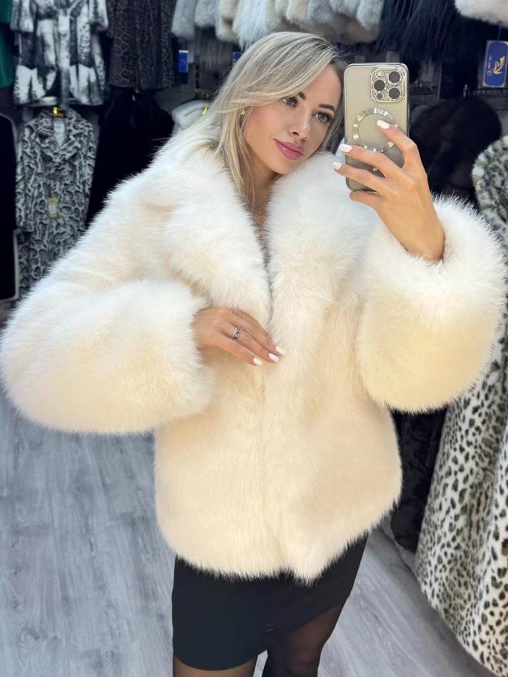 Neuer grenzüberschreitender Kunstpelzmantel: Weicher, flauschiger Fuchsstil für Damen - Umweltfreundliche europäische & amerikanische Street Fashion