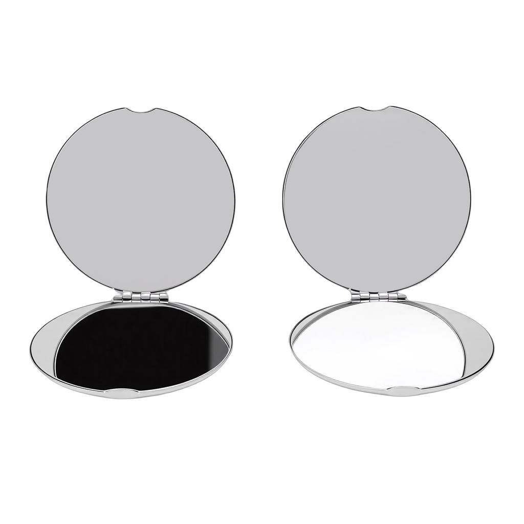 2pcs Stainless Steel Mirror Double Sided Portable Folding Unbreakable Makeup Mirror for Purse Pocket Round 2.6in