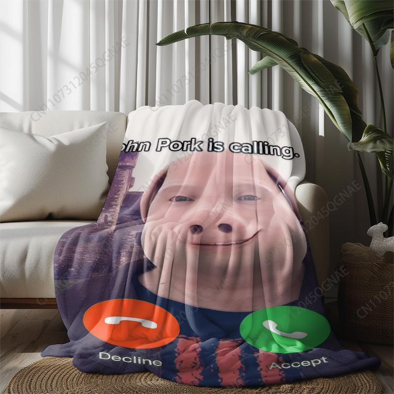 Custom 230Gsm John Pork Call Funny Design High-Definition Print Blanket, Perfect For Living Room, Office, Sofa, Dorm, Travel Bla