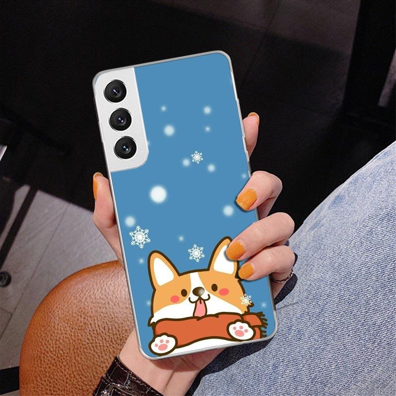 Cartoon Corgi Cute Dog Phone Case For Samsung Galaxy S24 S25 Edge S26 Ultra S23 S22 S21 Plus S20 FE + Personalized Print Cover G