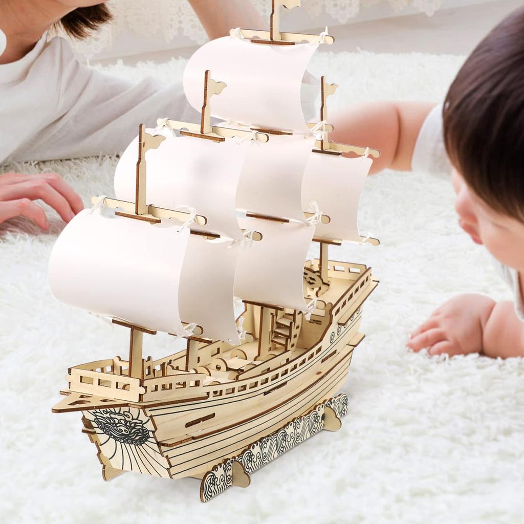 SAFIGLE Sailing Ship Wood Puzzle A DIY 3D Puzzle for Building Model Ships and Sailing Models for Kit Children.