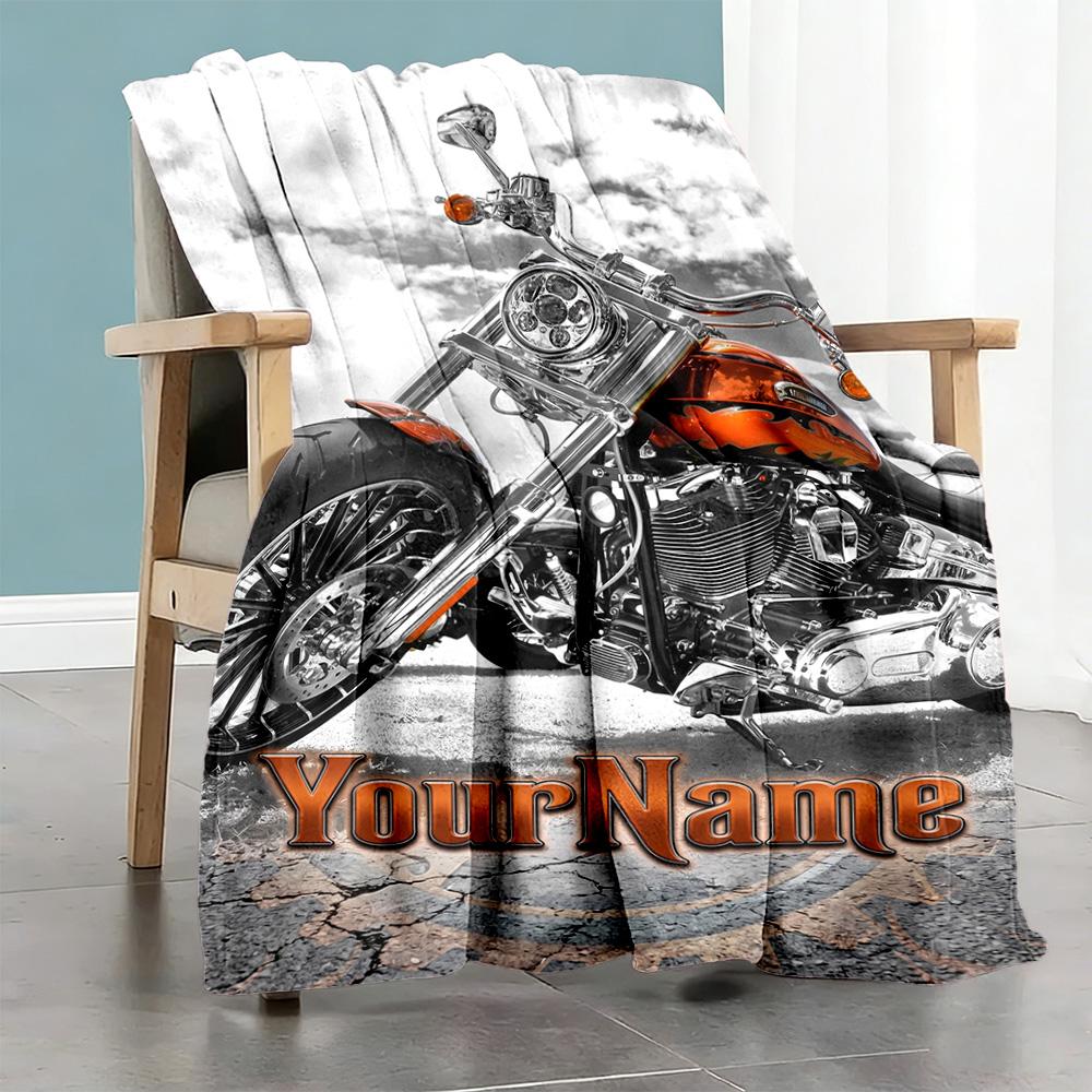 Harley-davidson Motorcycles Personalized Text Blanket Multi-purpose Personalized Blanket Warmthful Decor for Sofa Seaside Bedding Chair