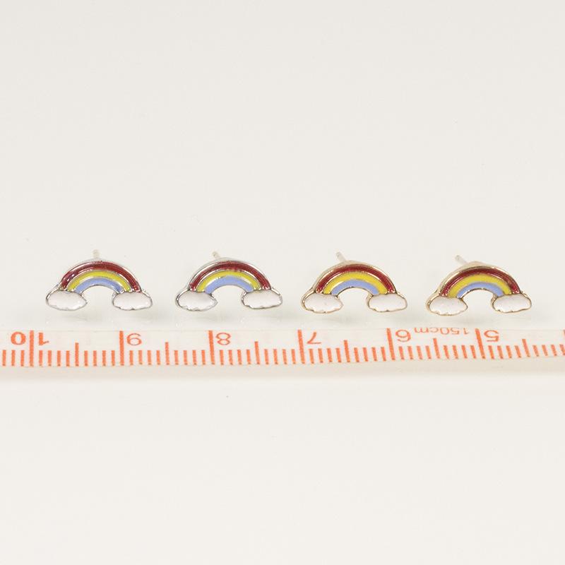 Silver Needle Niche Design Rainbow Cloud Stud Earrings Fresh and Cute Earrings Women's Small Simple Women's Stud Earrings