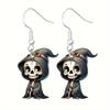 Halloween Themed Earrings Featuring Each Cat Demon Pumpkin And Skull Pattern For Festive Look