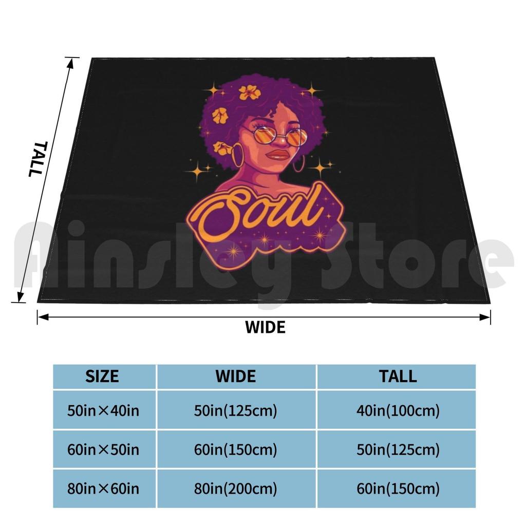 Soul Blanket For Sofa Bed Travel Soul 70s 80s Retro Vintage Afro African American Afro Woman Disco Aesthetic Old