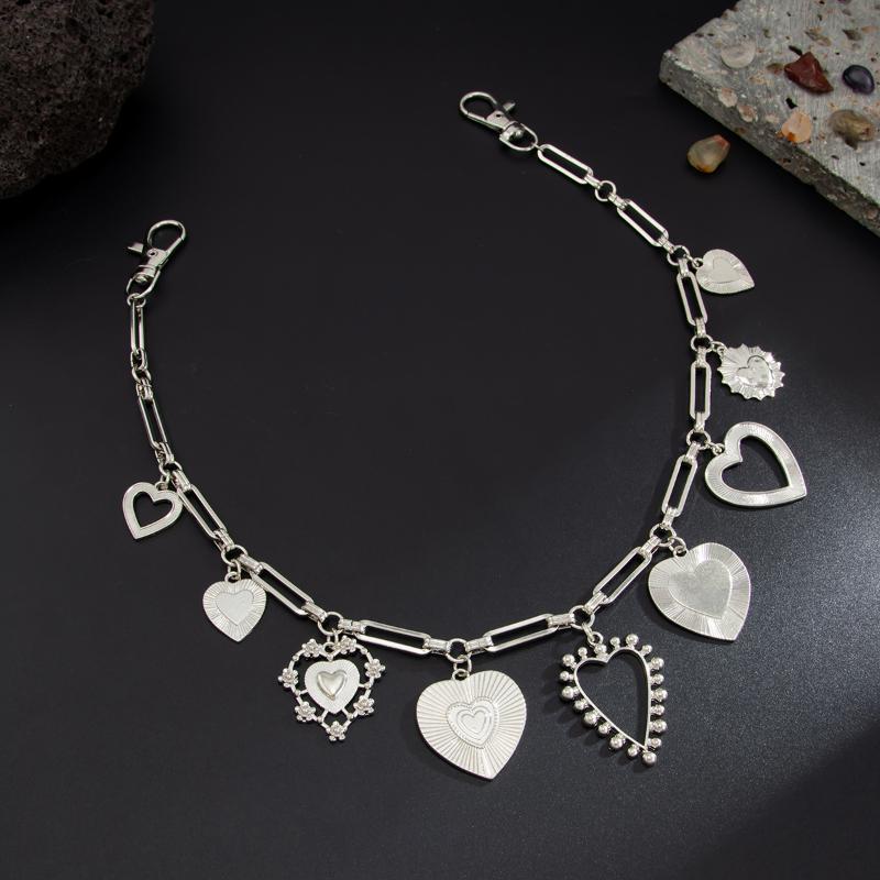 

Punk Hip Hop-inspired Love Heart Keychain, Waist Belts Chain for Street Style; Perfect for Men, Women Jeans and Trousers Chain срібний