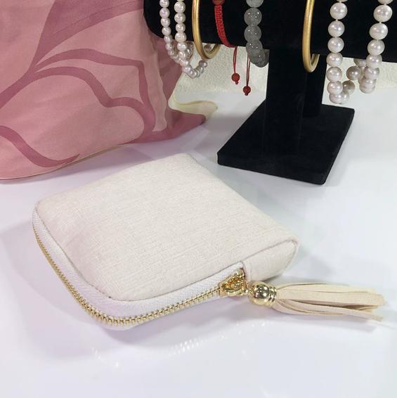 Tassel Pendant Jewelry Zipper Bag Large Capacity Travel Storage Pouch for Ring Bracelet Jewelry Organizer