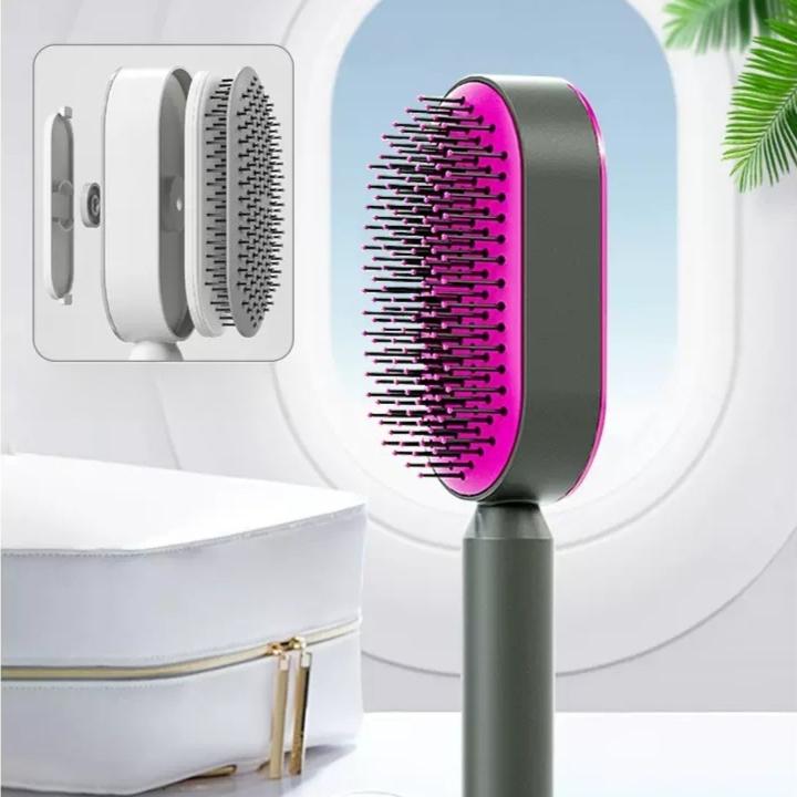 

1PC Upgraded press-type cleaning design air cushion comb for women s long hair, air cushion massage comb, household hair comb. фіолетовий