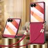 SULADA For Samsung Galaxy Z Flip7 5G Case Rhombus Leather+PC Phone Cover with Shoulder Strap