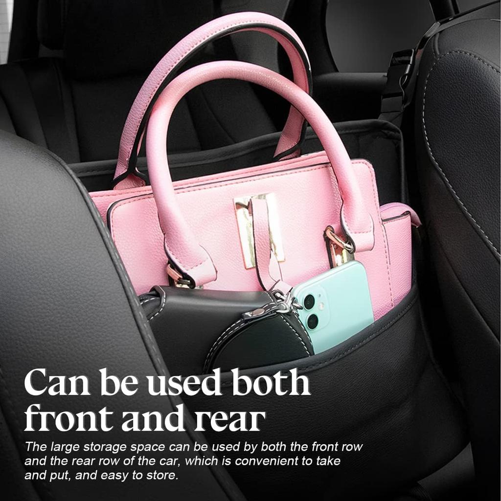 XINLIYA Car Handbag Holder Between Seats, PU Leather Multi-Pocket Large Capacity Purse Holder, Auto Net Bag Barrier Of Backseat Pet Kids, Car Seat