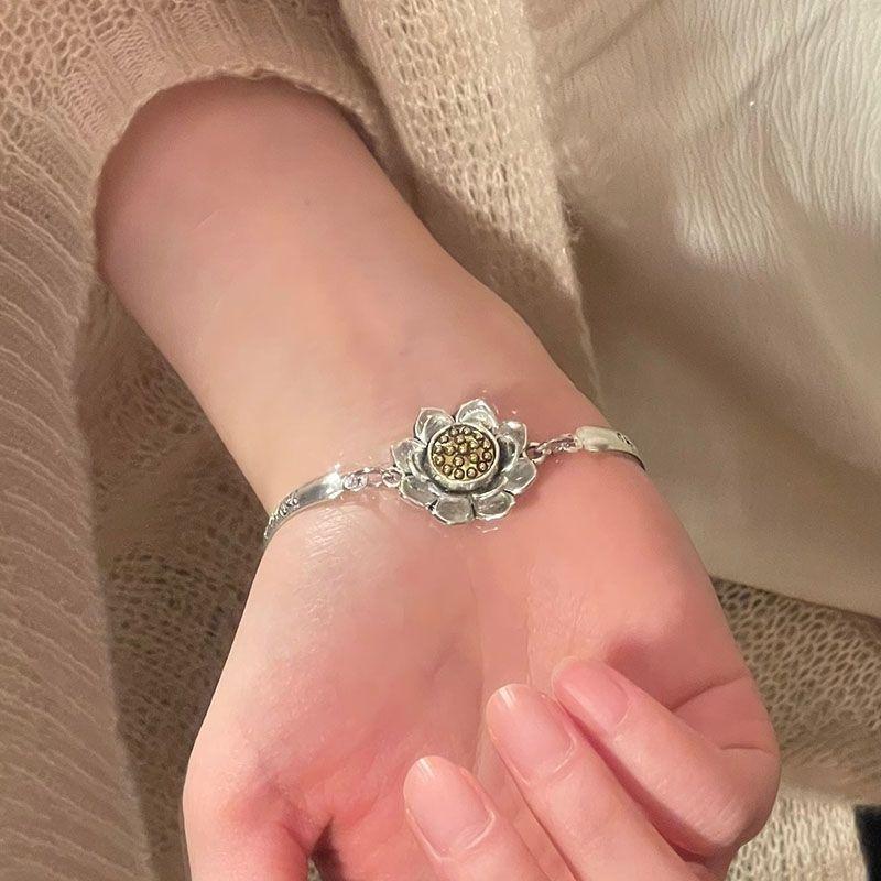 

Взрывной этнический ветер, вращающийся браслет в форме лотоса, шестизначный браслет-мантра, женские универсальные модные легкие роскошные ручные украшения one size