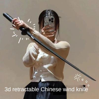 3D gravitační nůž Katana Fotografické rekvizity pro dospělé Zatahovací skládací samurajský meč Rekvizity na hraní rolí Kreativní hračky pro úlevu od stresu