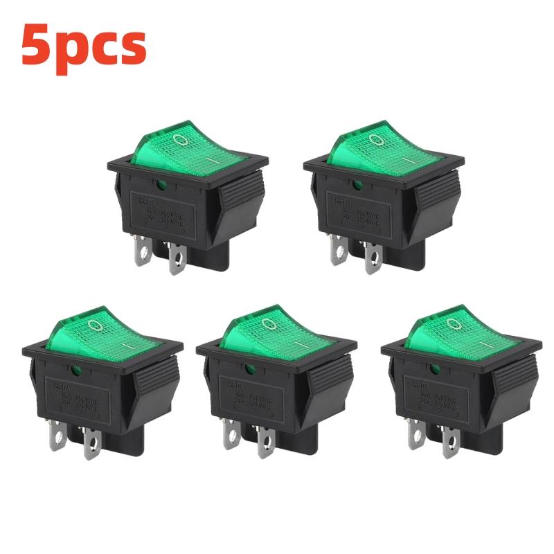 5PCS KCD4 Rocker Switch AC 10A/125V 6A/250V DPST 4 Pins 2 Position ON/OFF Red LED Light Illuminated Boat Rocker Switch