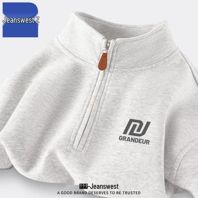 Jeanswest Men's Heavyweight Half-Zip Stand Collar Sweatshirt T1012