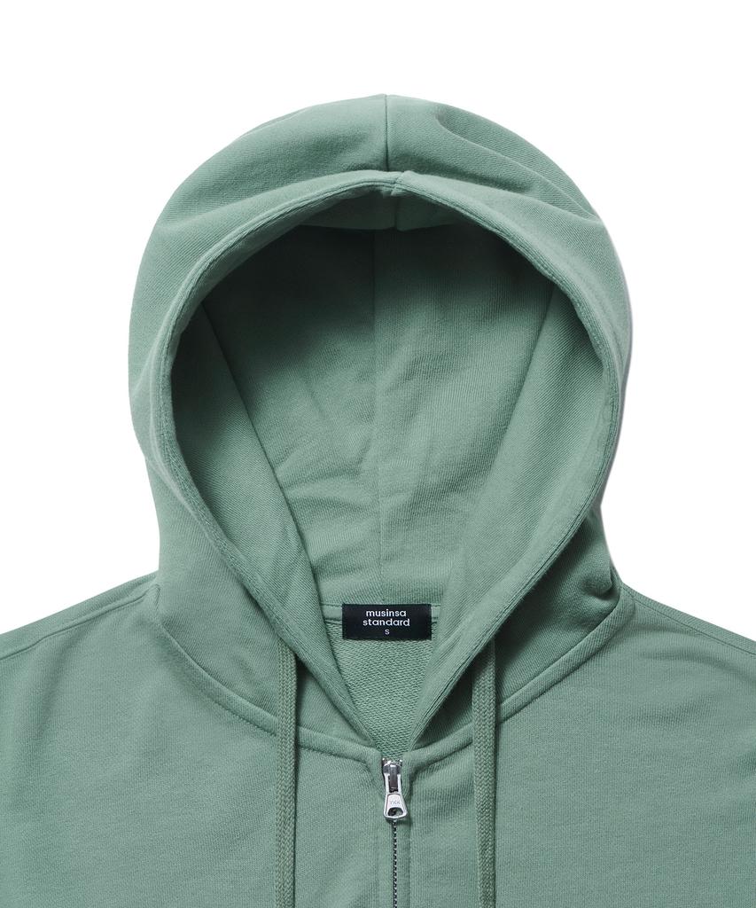 Musinsa Standard Woman Women'S Crop Hooded Sweat Zip-Up [Dusty Green]