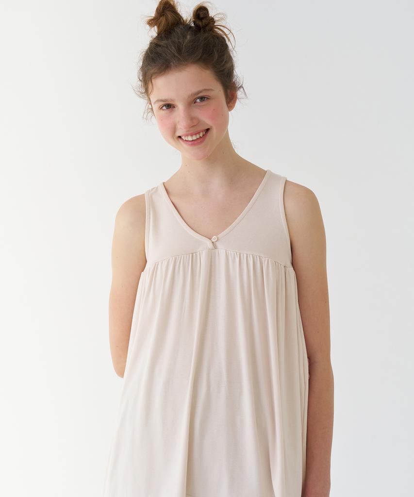PESTO Shirred Sleeveless Top Peach