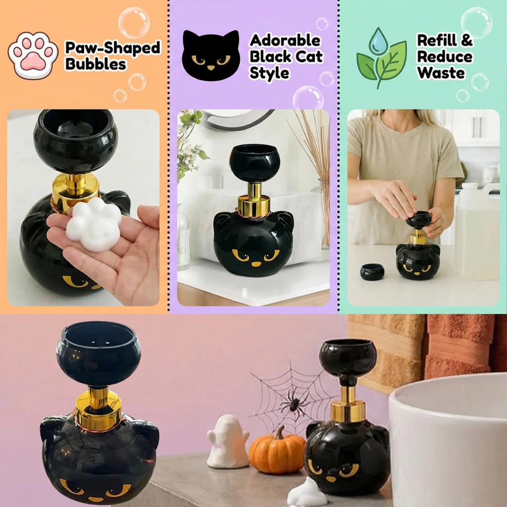 Cat Paw Print Foaming Hand Dispensers Refillable Hand Sanitizer Press Bottle Creates Paw-Shaped Bubbles for Bathroom Kitchen