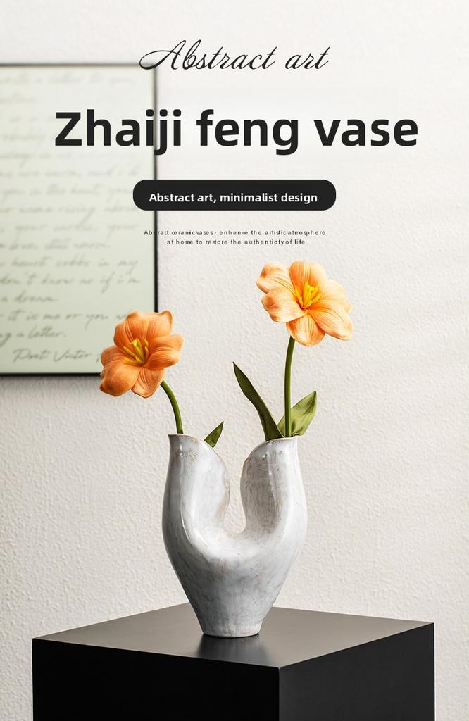 BRCeramic Vase Creative Porcelain Flower Pots Desk Decoration Flower Arrangement Flower Vessel Ornament Room Aesthetic DecorEY
