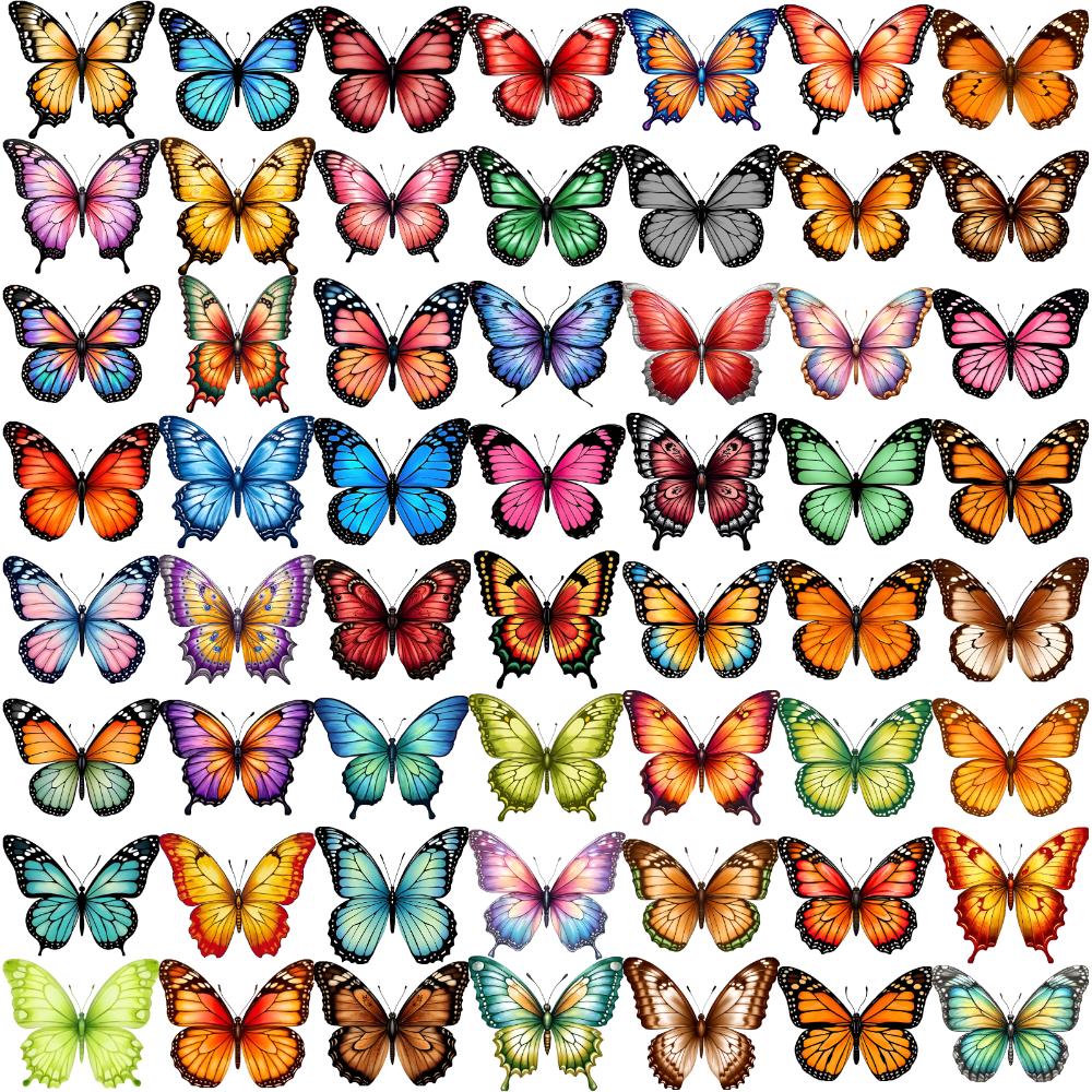 63pcs Temporary Tattoo Colorful Butterfly Stickers For Back Shoulders Adult