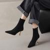 Fashion 2024 New Autumn Women Boots Pointed Toe High Heel Shoes Women Concise Zipper Stretch Boots for Women Fall Shoes
