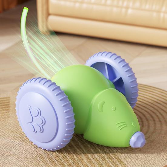 Akıllı Elektrikli Fareler Kedi Oyuncağı Şarj Edilebilir Otomatik Hareket Eden Fare Araba Oyuncağı LED Işıklarla İç Mekan Kedileri için İnteraktif Kedi Teaser