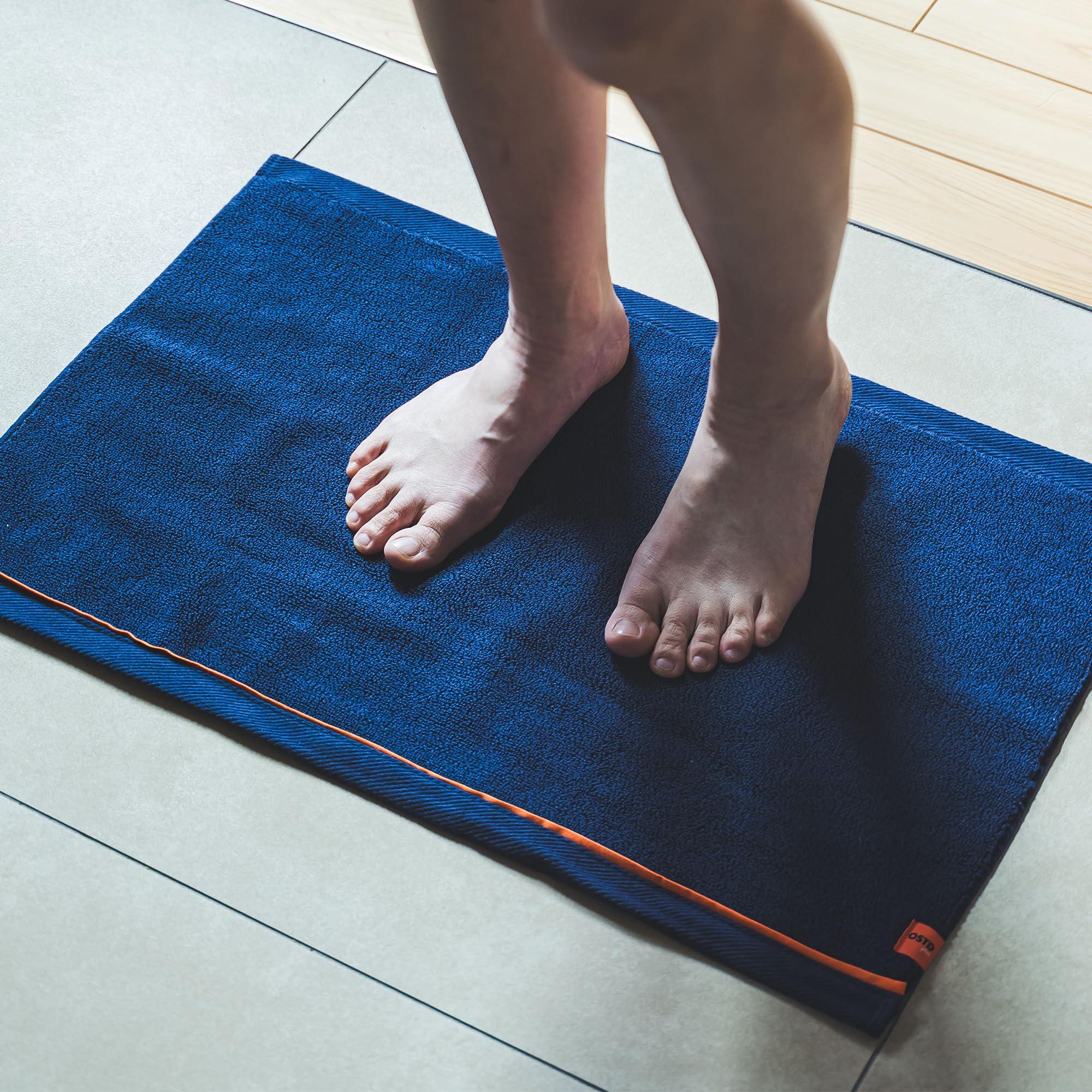 

OSTDplus (OSTD Плюс) Темно-синий моющийся коврик для ванной, махровый, коврик для ног в ванной, прибл.. 60 х 40 см