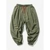 Men's Loose-fit Harem Pants, Elastic Drawstring Waist, Non-stretch Casual Lantern Trousers, Lightweight Quick-dry