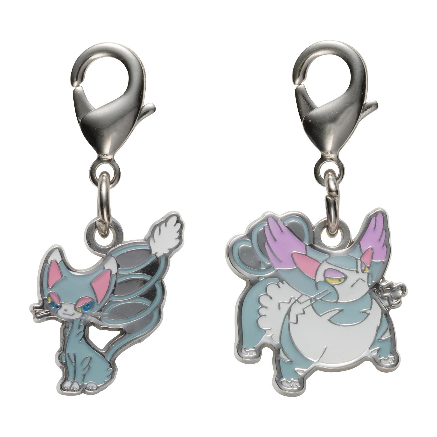 

[Pokemon] Pokemon Center National Pokedex Metal Charm - Glameow (#431) & Purugly (#432)