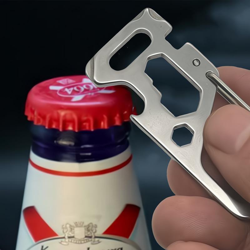 Stainless Steel Multifunctional Keychain Bottle Opener Pendant Car & Backpack Buckle Keyring