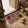 Colorful Heart Pattern Doormat with Love Phrases Non-Slip Entrance Mat for Valentine Home Decor Welcome Rug for Porch